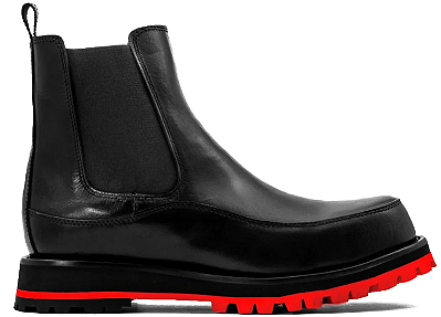 Bota Chelsea Couro Preto Solado Tratorado Vermelho - Tam 33 ao 36 Barcelona Design