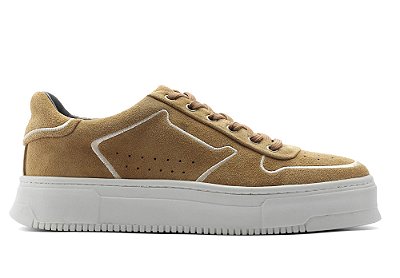 Tênis Casual Couro Camurça Whisky Barcelona Design | Line Bull