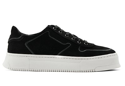 Tênis Casual Couro Camurça Preto Barcelona Design | Line Bull