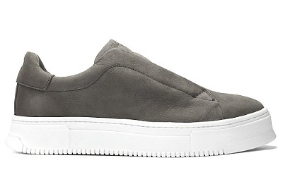 Tênis Casual Couro Nobuck Cinza Barcelona Design | Easy Bull