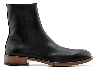 Bota Chelsea Zíper Lateral em Couro Preto