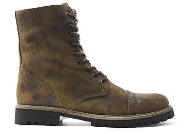 Bota Masculina Cano Alto Couro Camurça Marrom Estonado Barcelona Design | Bull Walk