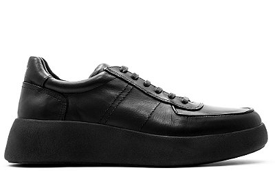Tênis Masculino Couro Preto All Black Barcelona Design | High Bull