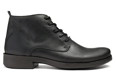 Bota Masculina Cano Curto Couro Preto Barcelona Design | First Bull