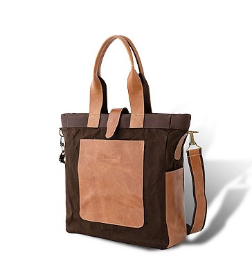 Bolsa Carteiro Rio em Couro e Lona para Notebook e Tablet