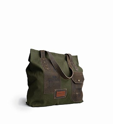 Bolsa Tote Masculina Day em Couro Legítimo e Lona Premium