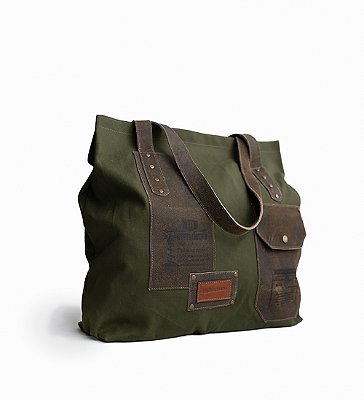 Bolsa Tote Masculina Day em Couro Legítimo e Lona Premium