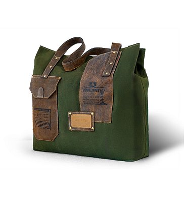 Bolsa Tote Masculina Day em Couro Legítimo e Lona Premium