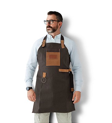 Avental de Couro e Lona Personalizado para Churrasco e Cozinha Master Chefe