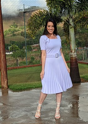 Vestido Plissado Lavanda