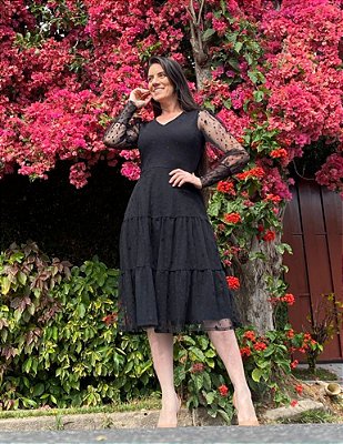 Vestido Tule Preto Poás