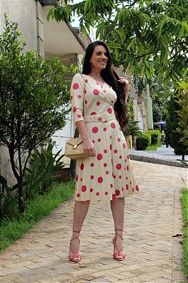 Vestido Plissado Poas Rosa