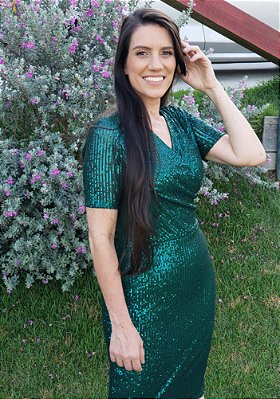 Vestido Tubinho Paetê Verde