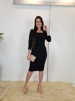 Vestido Tubinho Preto Matelado