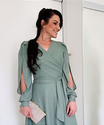 Vestido Longo Festa Verde Menta