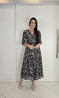 Vestido Maxi Midi Tule Preto
