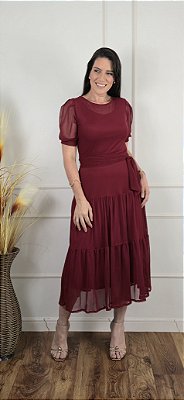 Vestido Midi Vermelho Intenso