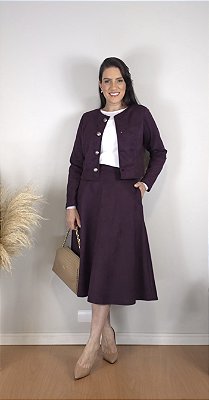 Saia Suede Essência Berinjela