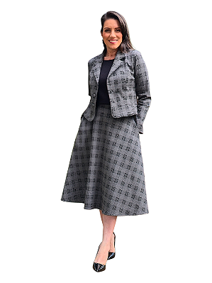 Saia Midi Xadrez Elegance