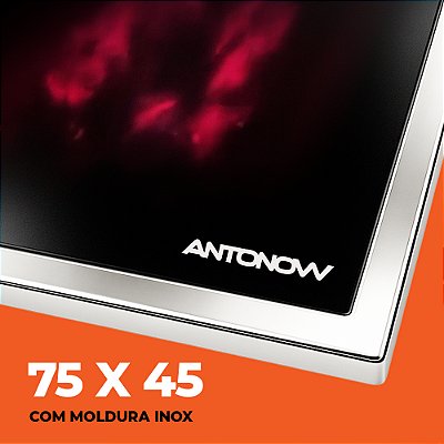 Chapa Vitrocerâmica Antonow — 75 x 45 cm — Com Moldura Inox — Para Fogão a Lenha