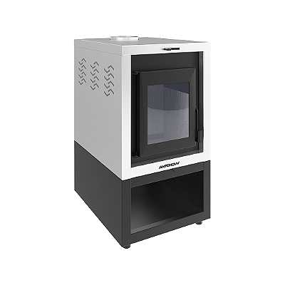 Calefator a Lenha / Vecta 26 / Preto com Inox / Dupla Combustão