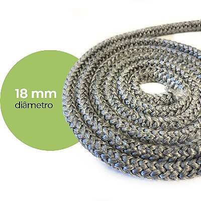 Corda / Gaxeta Fibra-Cerâmica / Isolamento Térmico / Alta Flexibilidade / 1 m X Ø18 mm