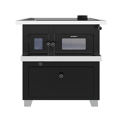 Fogão a Lenha Pizzaiolo / Chapa Vitrocerâmica / Portas Com Visor Vitrocerâmico / Saída Direita na Chapa