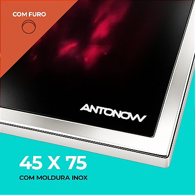 Chapa Vitrocerâmica 75 x 45 cm / Com Furo / Saída da Chaminé na Chapa / Com Moldura Inox