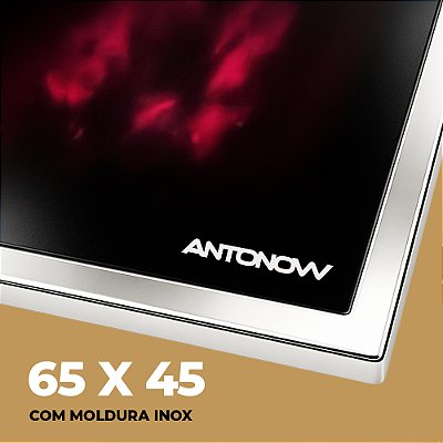 Chapa Vitrocerâmica 65 x 45 cm — Com Moldura Inox — Para Fogão a Lenha