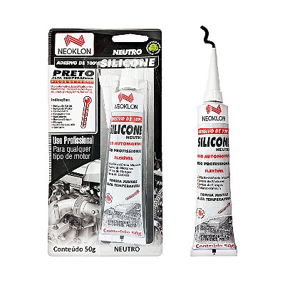 Tubo Silicone Neutro / Alta Temperatura / Neoklon / 50g / Preto
