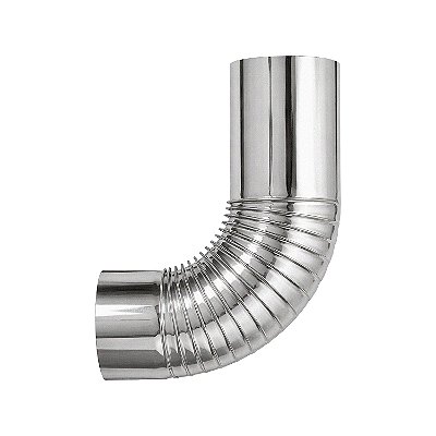 Curva 90° / Sanfonada / Para Chaminé / Ø 135 mm / Inox