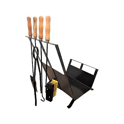 Suporte para Lenha com Acessórios para Limpeza