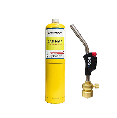 Kit Maçarico Manual de Acendimento Automático + Cilindro de Gás MAP 400g