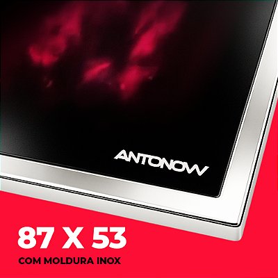 Chapa Vitrocerâmica 87 x 53 cm — Com Moldura Inox — Para Fogão a Lenha