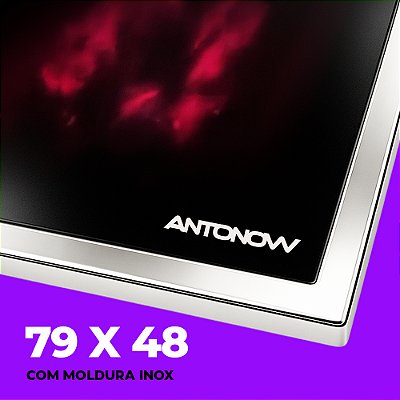 Chapa Vitrocerâmica 79 x 48 cm — Com Moldura Inox — Para Fogão a Lenha