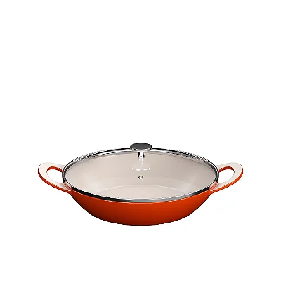Panela Caçarola Baixa — Laranja — 30 cm — Tampa de Vidro — Cook&Chef — Mimo Style