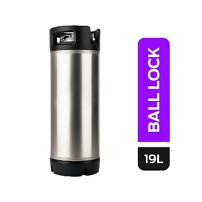 Barril Postmix — 19 Litros — Ball Lock — Alças e Base Emborrachadas — Inox 304 — Passivado