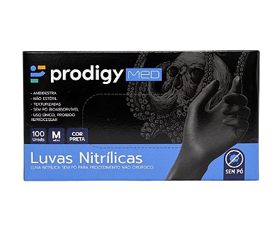 Luvas Nitrilo Sem Pó Prodigy Med - Tamanho M