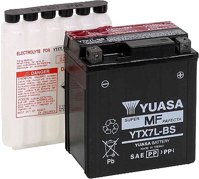 Bateria Yuasa YTX7L-BS, 12V, 6Ah, Twister, Tornado, Falcon, Hornet, Lead, CB300 Fazer 250