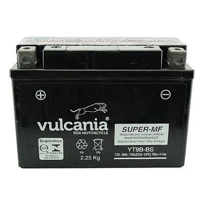 Bateria Vulcania YT9B-BS 8Ah YZF-R6 XT 660 X, Z Tenere MT-03