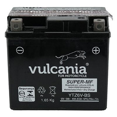 Bateria Vulcania YTZ6V 5Ah Titan 150 Bros Fan YBR 125 Factor