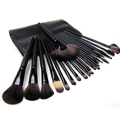 Kit De Pincel Maquiagem Profissional 24 Pcs Com Estojo