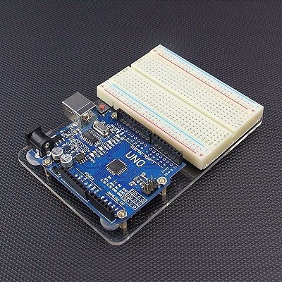 Base Acrílica para Fixação Arduino Uno e Protoboard 400 Furos