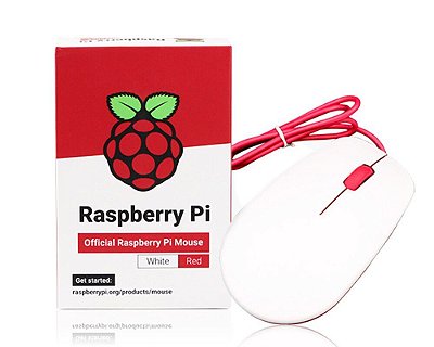 Mouse Oficial Raspberry Pi Vermelho e Branco