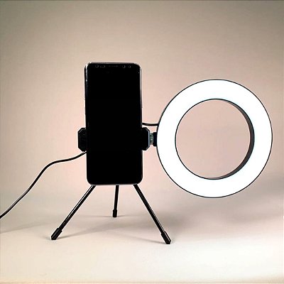 Ring Light De Mesa 16cm com suporte de celular