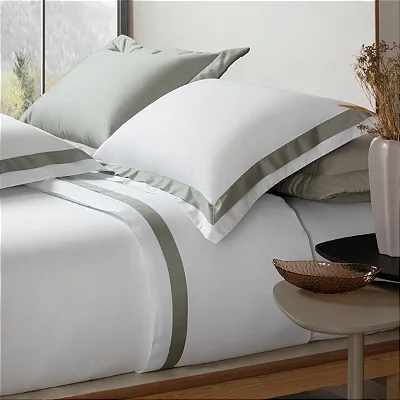 Jogo de Cama 300 Fios 100% algodão Bellagio Casal Branco e Verde - Kacyumara