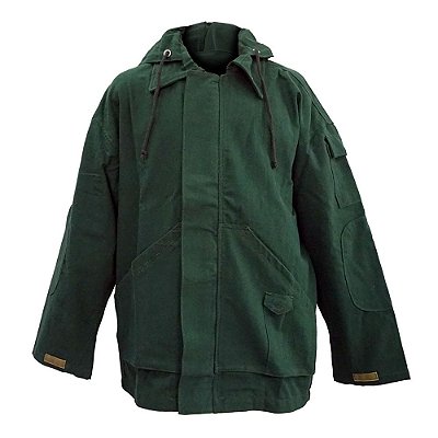 Jaqueta de Lona com Capuz Verde