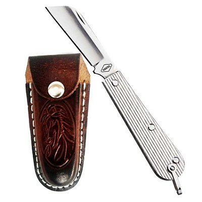 Canivete Rog Inox 3 1/8" com Bainha de Couro