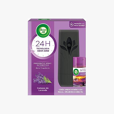 Air Wick Aromatizador De Ambiente Bom Ar Automático Aerossol Freshmatic Campos De Lavanda Aparelho + Refil 250Ml