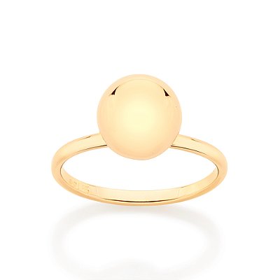 Anel solitário bola banhado a ouro 18k
